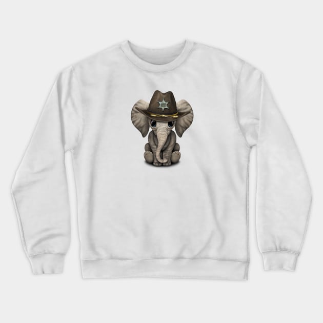 Cute Baby Elephant Sheriff Crewneck Sweatshirt by jeffbartels